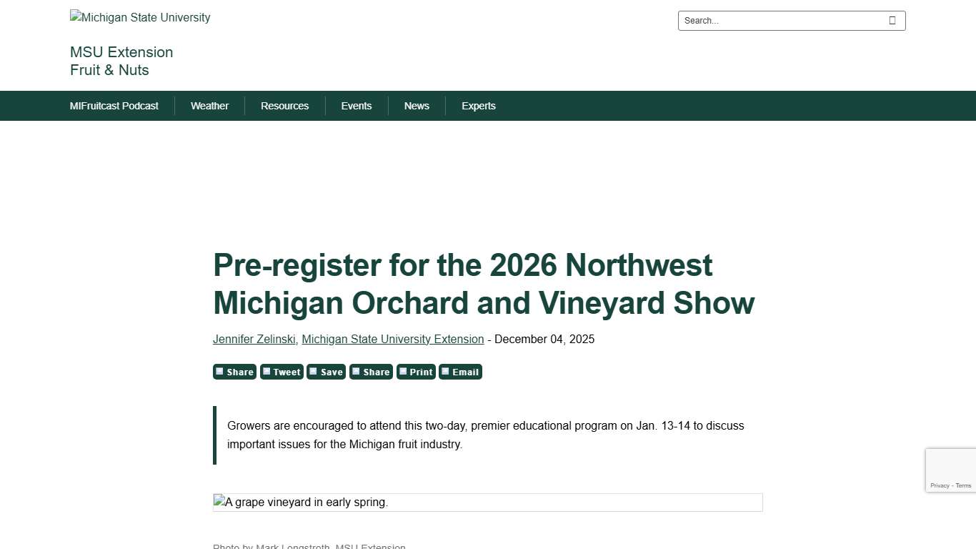 Pre-register for the 2026 Northwest Michigan Orchard and Vineyard Show - Fruit & Nuts