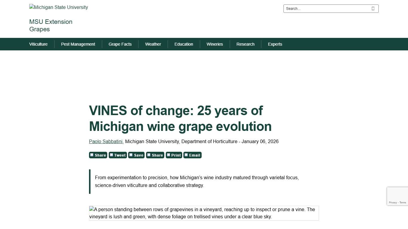 VINES of change: 25 years of Michigan wine grape evolution - Grapes